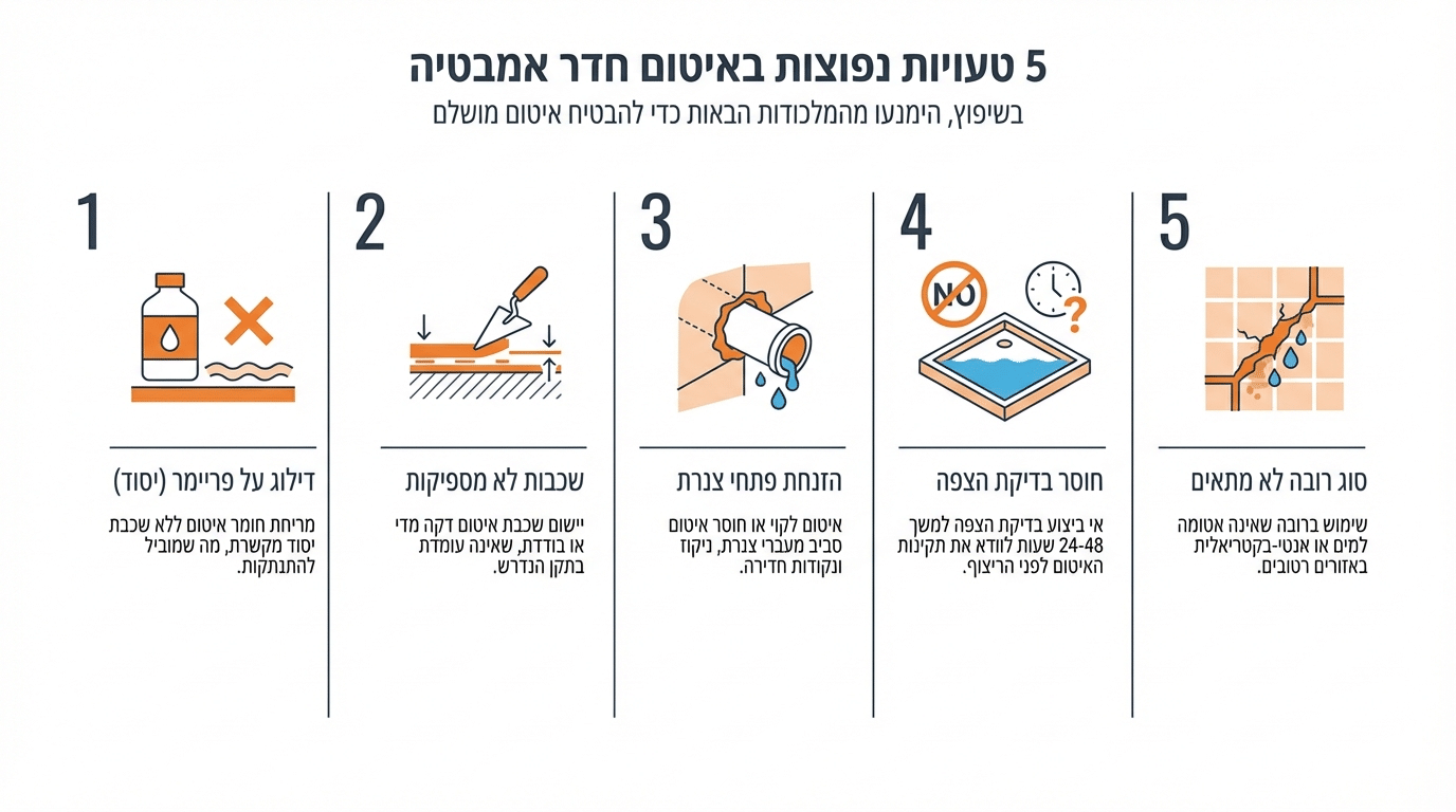 חמש טעויות איטום נפוצות שקבלנים פחות מנוסים עושים
