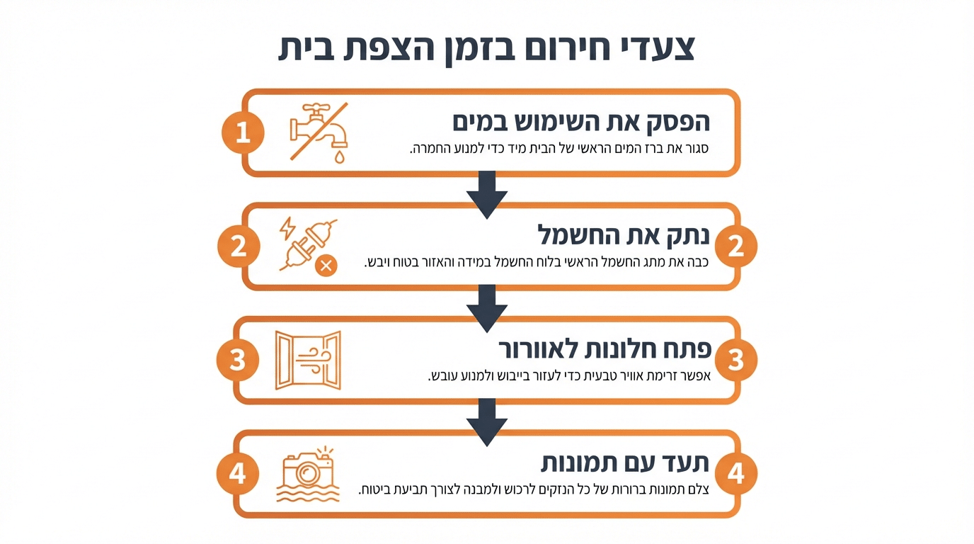 הצפה בבית - מה לעשות עד שמגיע האינסטלטור