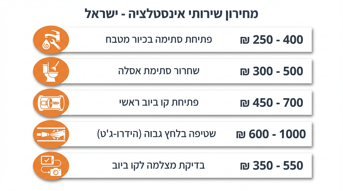 מחירון פתיחת סתימות בחיפה 2026 - גורמים המשפיעים על המחיר