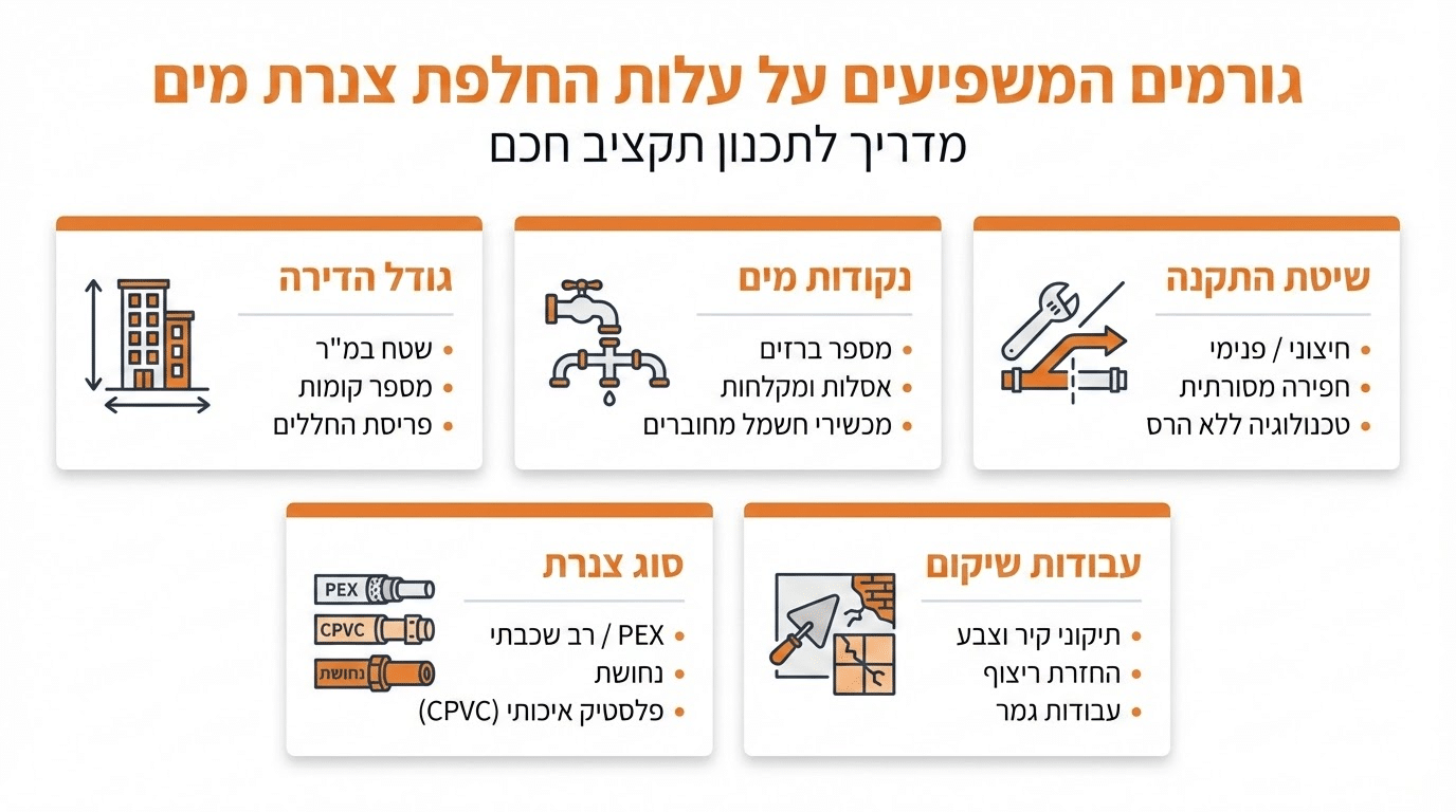 גורמים המשפיעים על עלות החלפת צנרת מים בחיפה