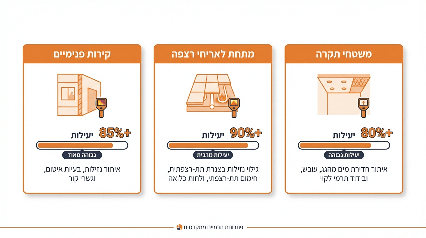 אזורים בדירה שבהם המצלמה התרמית יעילה ביותר