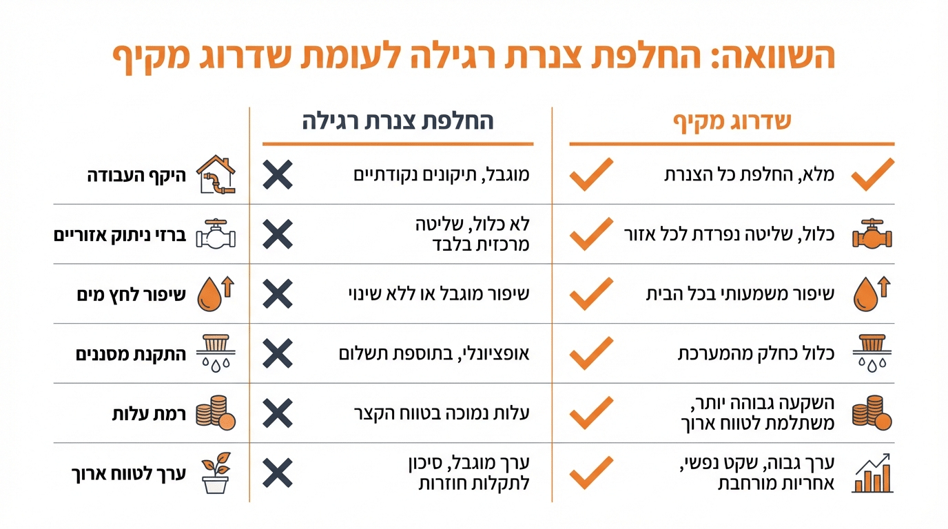 ההבדל בין החלפת צנרת רגילה לשדרוג מקיף