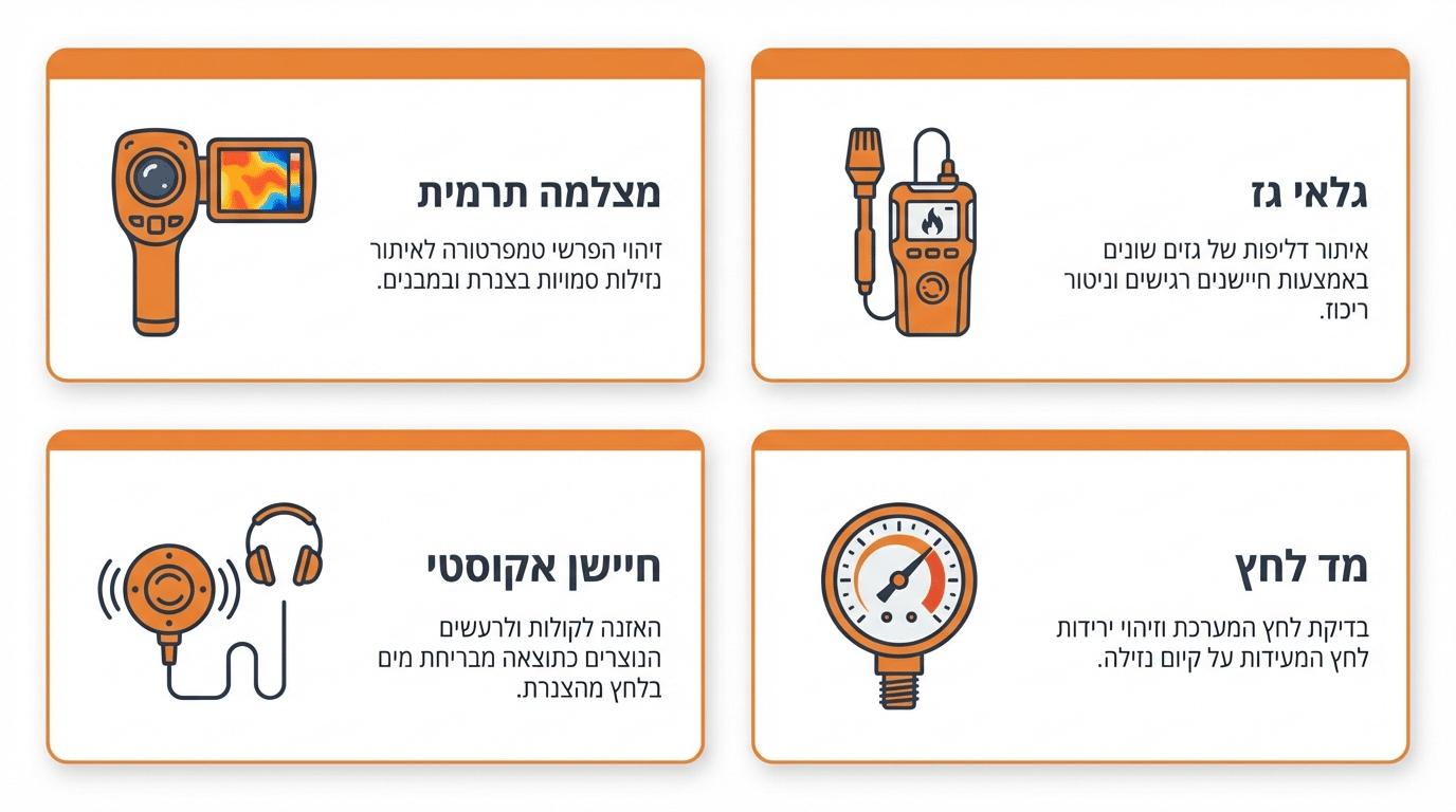 מכשור ממוחשב לאיתור נזילות - סוגי שיטות וציוד