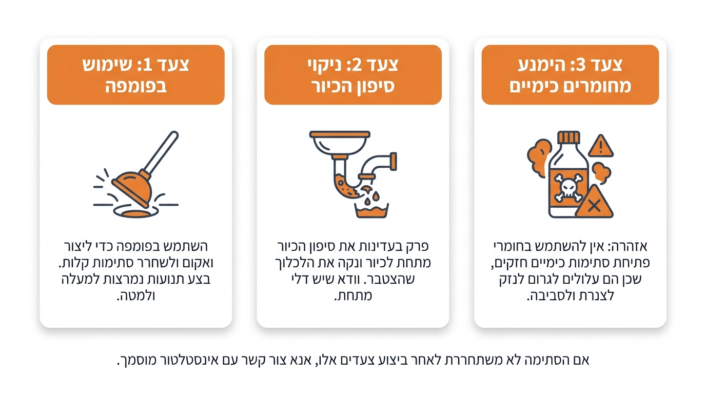 טיפול בסתימות בכיור ובמקלחת - מדריך מעשי