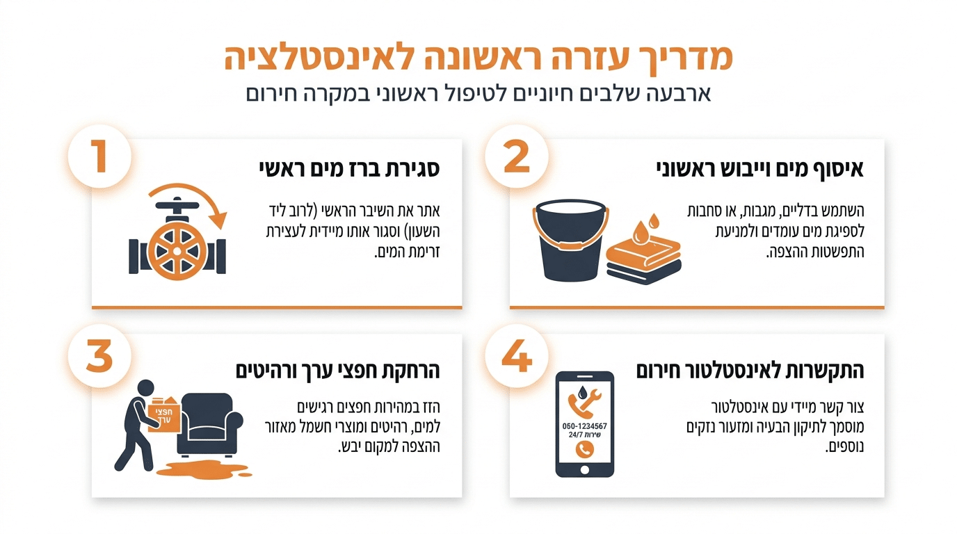 צעדי עזרה ראשונה בתקלות אינסטלציה - מה לעשות עד הגעת האינסטלטור